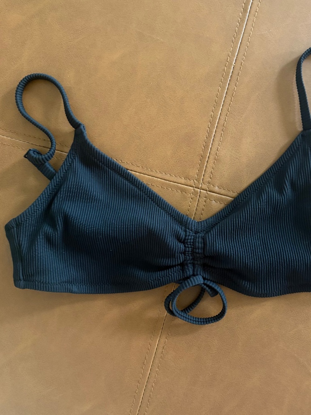 Aerie womens size small bikini top black ribbed beach summer swim vacation